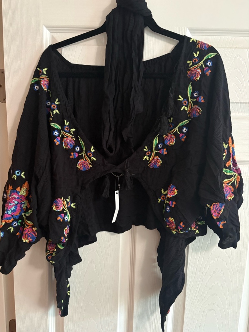 NEW Asos poncho boho bohemian topper embroidered tassels peasant NWT 6